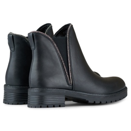 Stivaletti Chelsea da donna con tomaia elastica decorativa nero 1