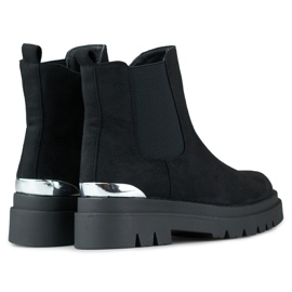 Stivaletti Chelsea da donna in pelle scamosciata con decorazione argento nero 1