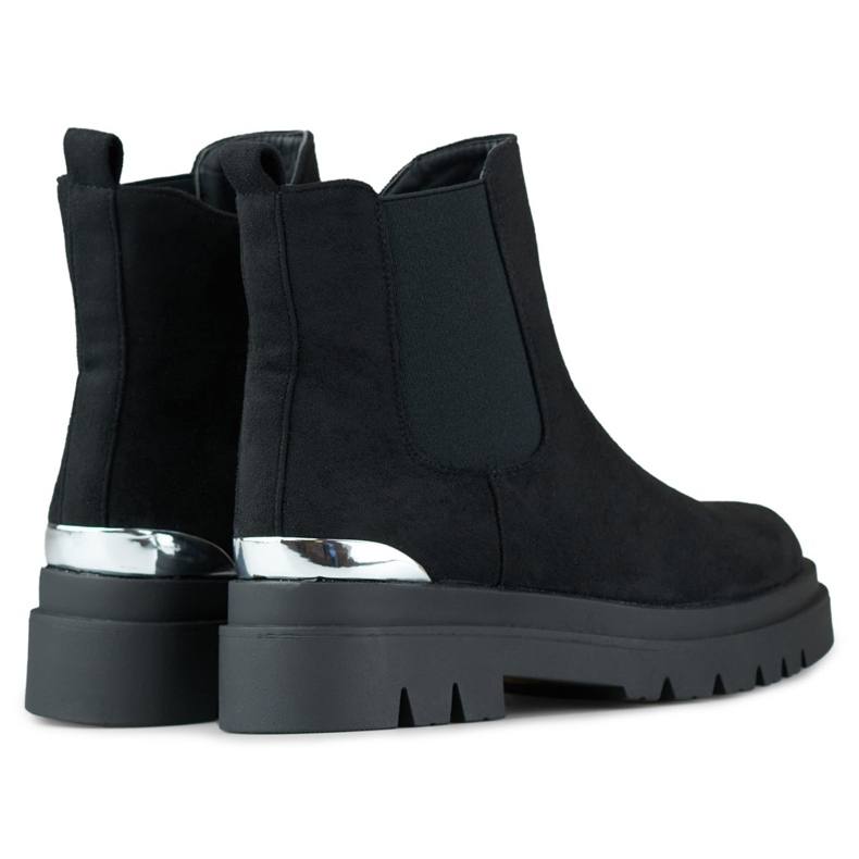 Stivaletti Chelsea da donna in pelle scamosciata con decorazione argento nero 1