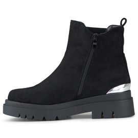 Stivaletti Chelsea da donna in pelle scamosciata con decorazione argento nero 2