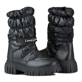 Calde scarpe alte da donna con suola spessa nero 1