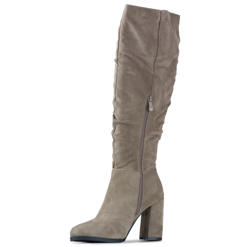 Stivali da donna in camoscio, beige scuro 1