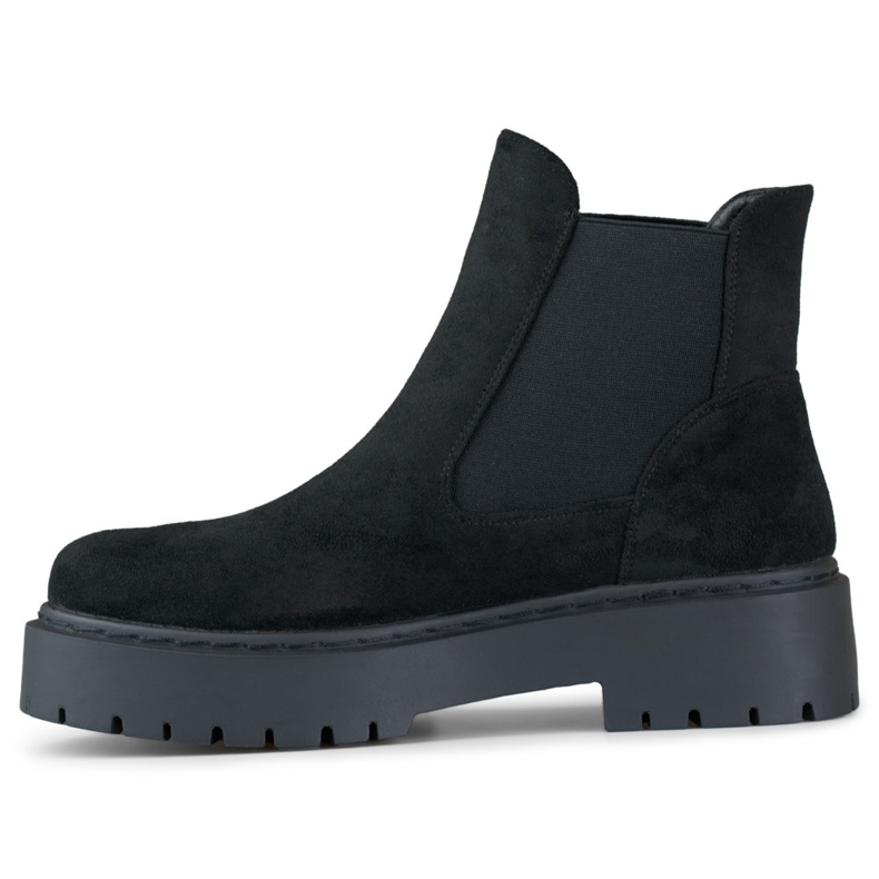 Stivaletti Chelsea da donna in pelle scamosciata con suola spessa nero 2