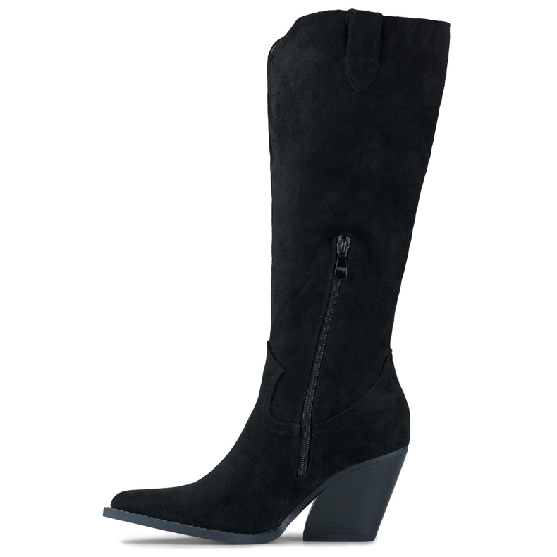 Stivali texani da donna in camoscio nero 1
