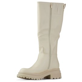 Stivali beige con tomaia ampia in ecopelle 1