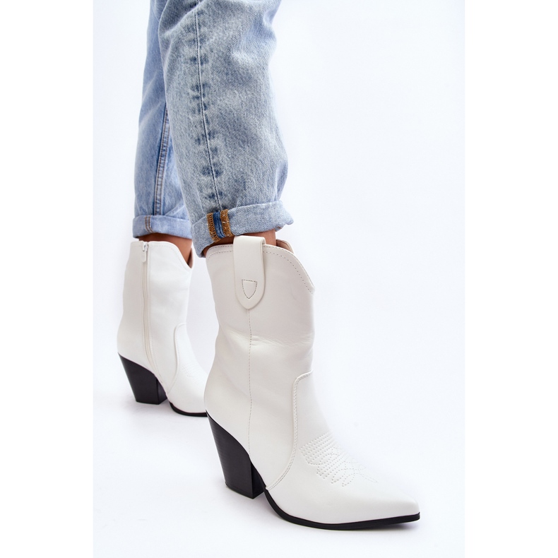 Stivali Cowboy con Tacco Alto da Donna Bianco Melaitia 1