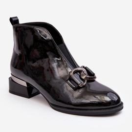 Vinceza Stivali con tacco basso da donna in pelle verniciata, isolanti, chiusura nera nero 1
