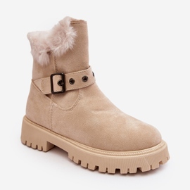 Vinceza Stivaletti Morcos da donna beige con cerniera in pelliccia 2