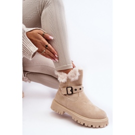 Vinceza Stivaletti Morcos da donna beige con cerniera in pelliccia 1
