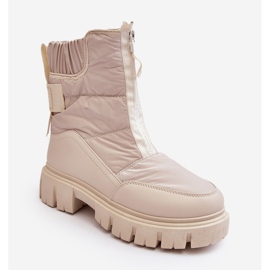 Vinceza Stivali da neve Hixe beige chiaro da donna con cerniera isolati con pelliccia 1