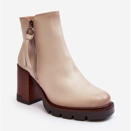Vinceza Stivaletti in pelle da donna Beige Brittney 1