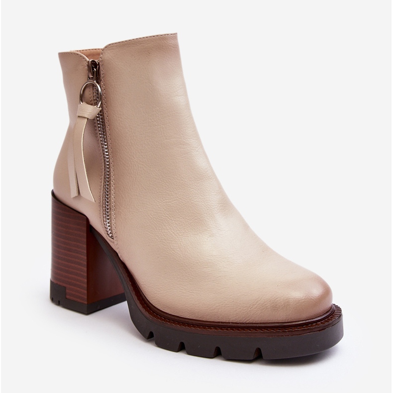 Vinceza Stivaletti in pelle da donna Beige Brittney 1