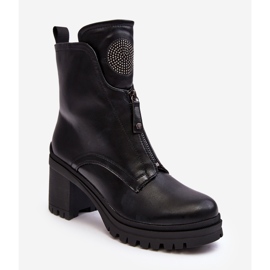 Vinceza Stivaletti Da Donna In Pelle Con Strass Nero Rosie 2