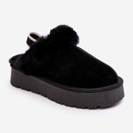 Pantofole con plateau da donna Sophienne nere con pelliccia nero 1