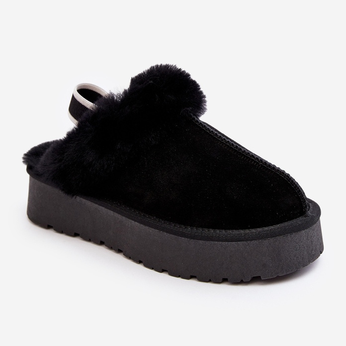 Pantofole con plateau da donna Sophienne nere con pelliccia nero 1
