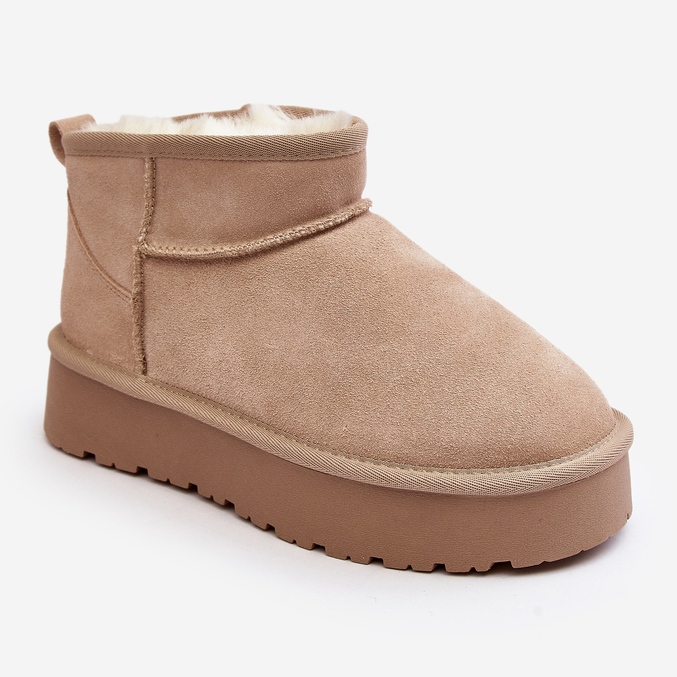 Stivali da neve bassi in pelle scamosciata alla moda Nucca beige chiaro 2