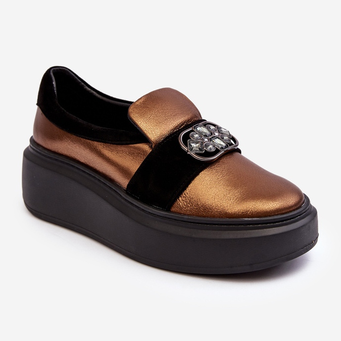 Scarpe da Donna in Pelle con Plateau Con Decorazione Laura Messi 2697/744-300 Oro d'oro 1