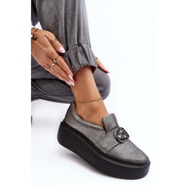 Scarpe da Donna in Pelle con Plateau Con Decorazione Laura Messi 2697/810 Argento 1