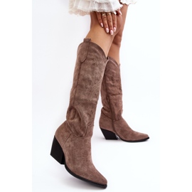 Stivali da cowboy beige scuro da donna di Sloana 2