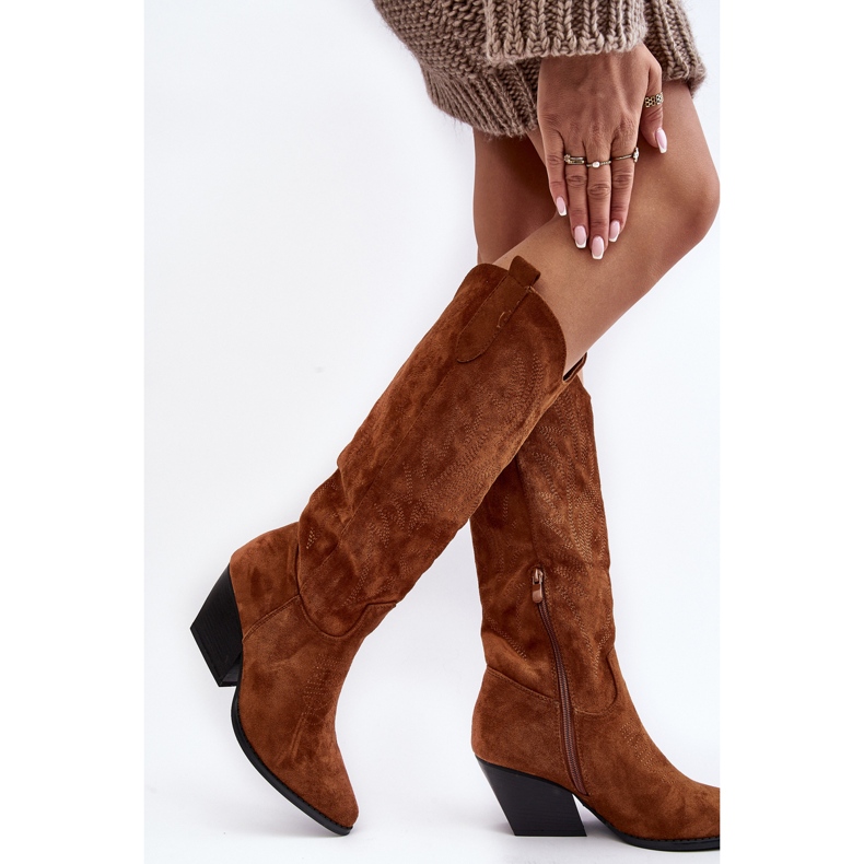 Stivali da cowboy Sloana color cammello da donna con tacchi alti marrone 1