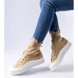 Sneakers platform beige scuro di Guerrino 1