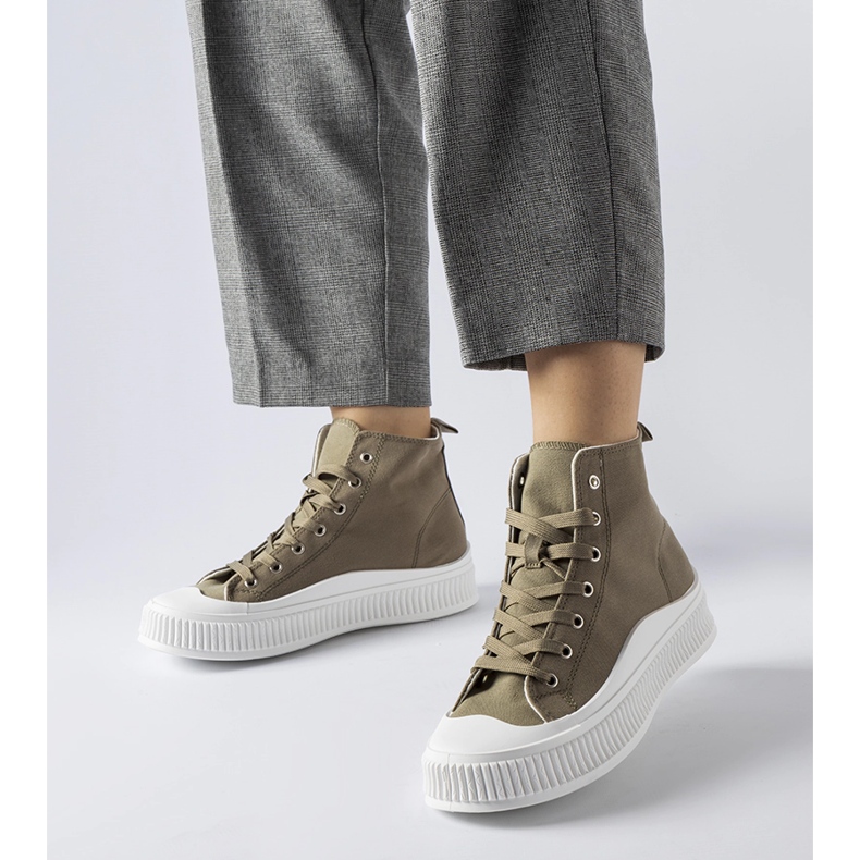 Sneakers alte verdi con plateau di Guerrino verde 1