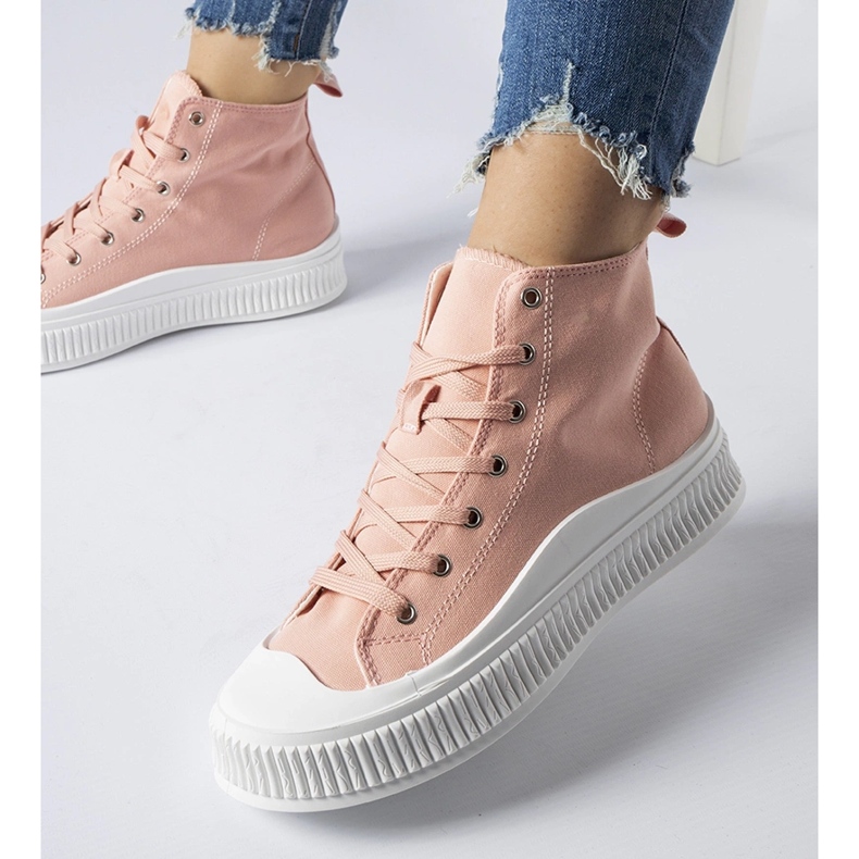 Sneakers rosa Guerrino con plateau alto 1
