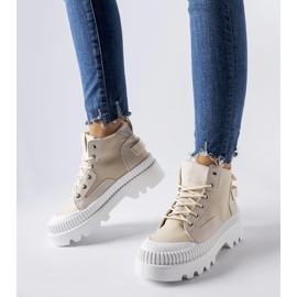 Scarpe da ginnastica beige su una piattaforma alta Grotta 1