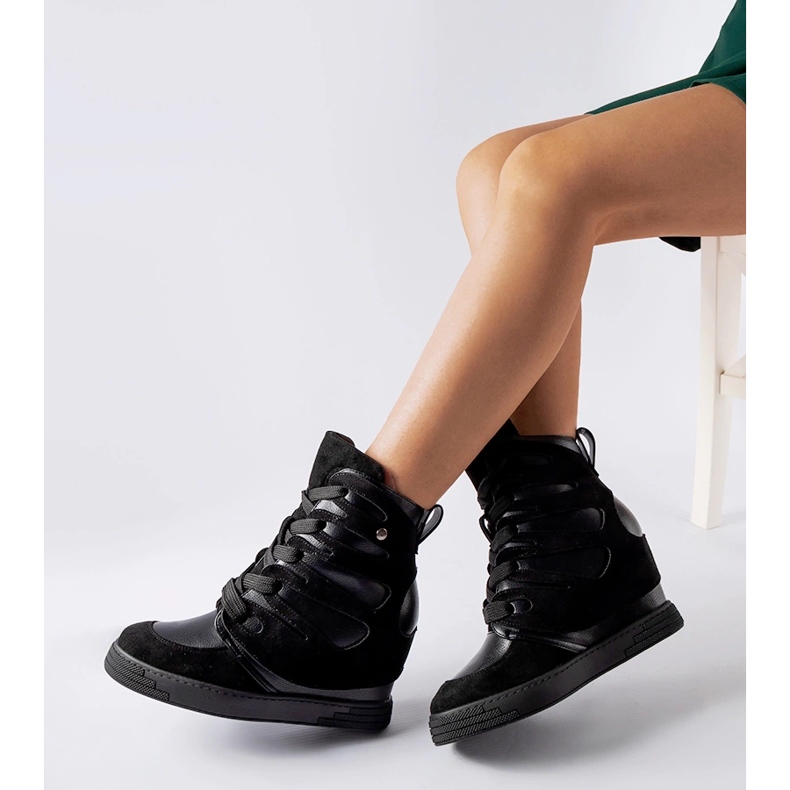 Sneakers con zeppa Pantaleone nere nero 1
