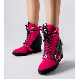 Sneakers con zeppa Pugliesi rosa e nere 1