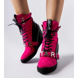 Sneakers con zeppa Pugliesi rosa e nere 2