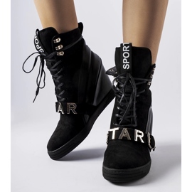 Sneakers Pugliesi nere con tacco alto nero 1