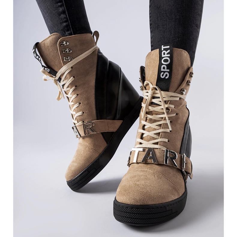 Sneakers con zeppa Pugliesi marroni e nere marrone 1