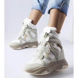 Sneakers con zeppa bianche e menta di Novarese bianco 1