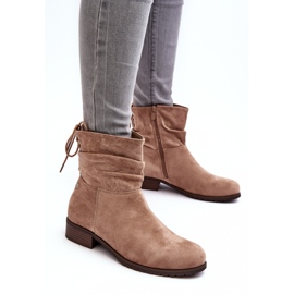 Evento Stivaletti piatti da donna in calda pelle scamosciata, Beige 4