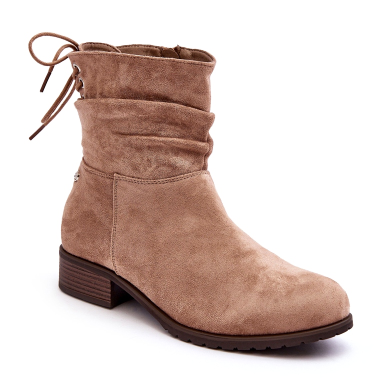 Evento Stivaletti piatti da donna in calda pelle scamosciata, Beige 1