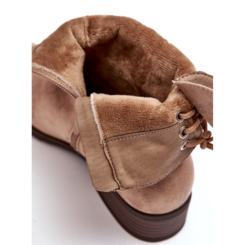 Evento Stivaletti piatti da donna in calda pelle scamosciata, Beige 2
