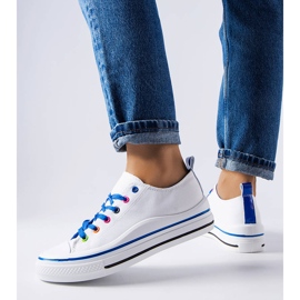Sneakers con plateau bianche e blu di Bois bianca 1