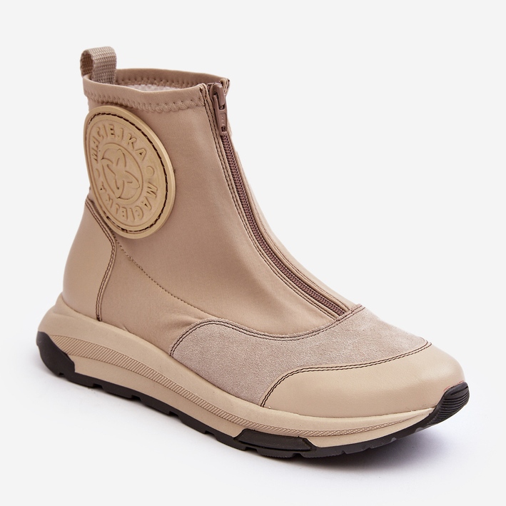 Stivaletti In Pelle Da Donna Con Cerniera Maciejka 06297-22 Beige 2