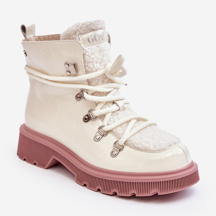 Stivaletti Trapper da Donna in Vernice GOE MM2N4083 Bianco 1