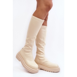 Stivali Platform Da Donna Con Cerniera GOE MM2N4067 Beige Chiaro 1