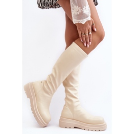 Stivali Platform Da Donna Con Cerniera GOE MM2N4067 Beige Chiaro 2