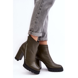 Stivali alla moda con tacco alto in pelle Laura Messi 2509 Verde scuro 2