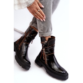 Stivaletti da donna in pelle verniciata con cerniere Maciejka 06238-18 Nero 2