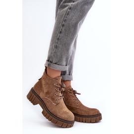 Sergio Leone Stivaletti stringati isolanti in pelle scamosciata, Beige scuro, Bjorg 2