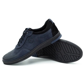 KOMODO Scarpe sportive casual da uomo in pelle 918K, blu navy 2
