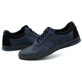 KOMODO Scarpe sportive casual da uomo in pelle 918K, blu navy 3