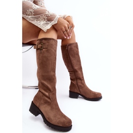 Stivali Bassi da Donna in Pelle Scamosciata Beige Saranai 2