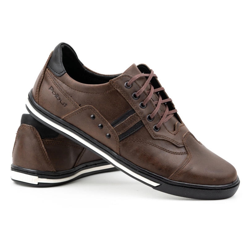 Polbut Scarpe sportive casual da uomo 1801 Ns marrone scuro 4