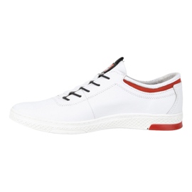 Polbut Scarpe sportive casual da uomo in pelle K23, bianche con rosso bianco 1